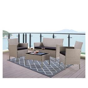 Newport Rattan Garden Furniture Set Conservatory Patio Outdoor Table Chairs Sofa, Light Grey Plus Cover