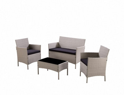 Newport Rattan Garden Furniture Set Conservatory Patio Outdoor Table Chairs Sofa, Light Grey Plus Cover