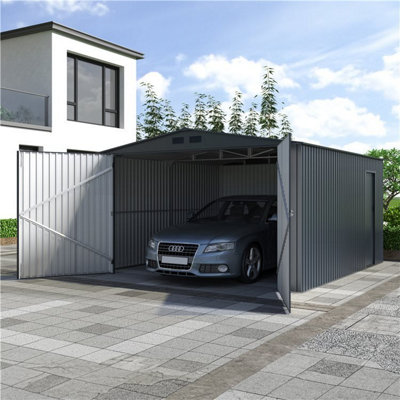 Newton Apex Metal Garage - 12.5 x 13.8 Anthracite Grey