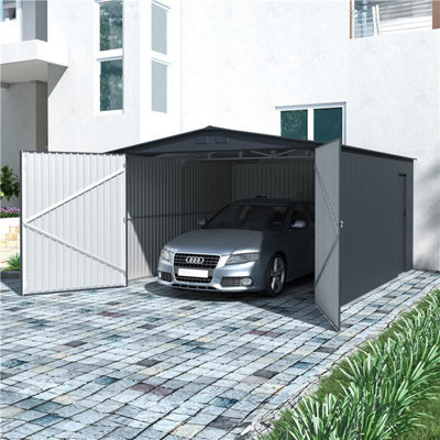 Newton Apex Metal Garage - 12.5 x 13.8 Anthracite Grey