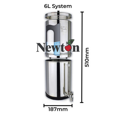 Newton Gravity Water Filter System with Heavy Metal Removal - 6L Capacity, 2x Candles