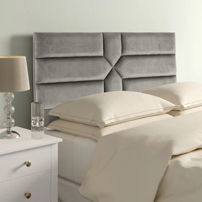 Image showcasing Newtown 54 inch Floorstanding Headboard Plush Velvet - Grey
