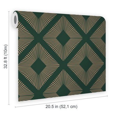 Next Deco Triangle Emerald Geometric Wallpaper