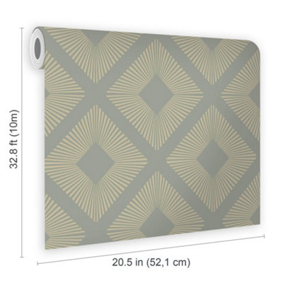 Next Deco Triangle Sage Geometric Wallpaper