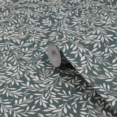 Next Ditsy Leaf Emerald Floral Wallpaper