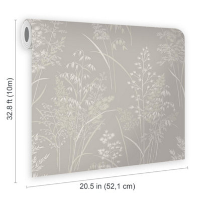 Next Leaf Sprigs Taupe Floral Wallpaper