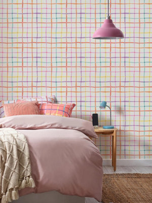 Next Multicolored Rainbow Check Wallpaper