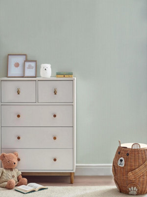 Next Sage Calm Classic Stripe Wallpaper