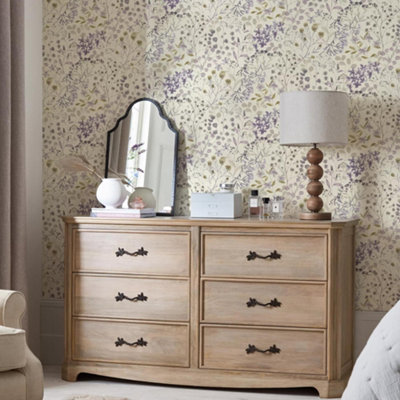 Next Watercolour Floral Purple Wallpaper