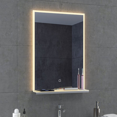 Nexus LED Illuminated Bathroom Mirror with Wireless Phone & Toothbrush Charger, (H)700mm (W)1200mm