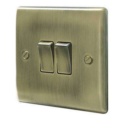 NEXUS METAL ANTIQUE BRASS DOUBLE SWITCH, 10AX 2 WAY
