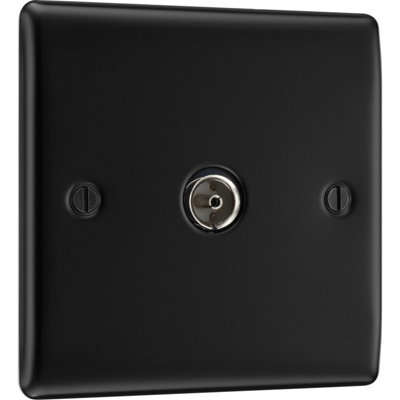 NEXUS METAL MATT BLACK SINGLE SOCKET FOR TV OR FM CO-AXIAL AERIAL CONNECTION