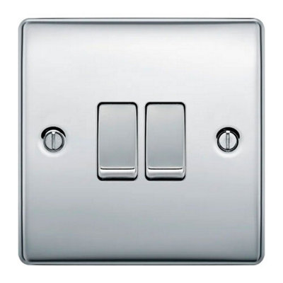 NEXUS METAL POLISHED CHROME DOUBLE SWITCH, 10AX 2 WAY