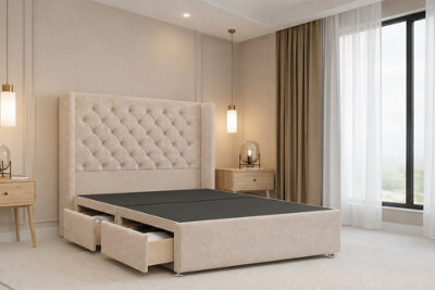 Nexus Windsor Pebble Plush Divan Bed Base 2 Drawers Foot-End With 54 ...