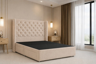 Nexus Windsor Pebble Plush Divan Bed Base 2 Drawers Foot-End With 54 ...