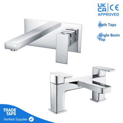 Niagara Hadley Wall Mounted Basin Mixer & Bath Filler Bathroom Faucet ...