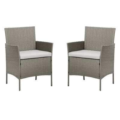 Nice Set of 2 Rattan Chairs, Grey