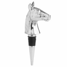 Nickel Horse Bottle Stopper - Metal - L5 x W4 x H13 cm - Silver