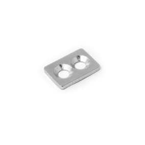 Nickel Plated Mild Steel Plate - 21 x 14.5 x 2mm thick + 2x 5.25mm c/sunk holes (Pack of 1)