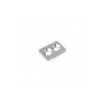 Nickel Plated Mild Steel Plate - 21 x 14.5 x 2mm thick + 2x 5.25mm c/sunk holes (Pack of 5)