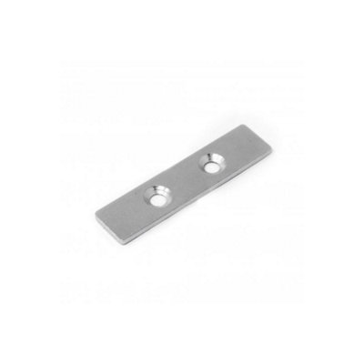 Nickel Plated Mild Steel Plate - 61 x 14.5 x 2mm thick + 2x 5.25mm c/sunk holes (Pack of 5)