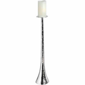 Nickle Candle Pillar - Large - Chrome - L12 x W12 x H62 cm - Silver