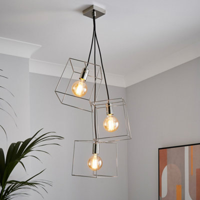 Nico Polished Nickel 3 Light Cluster Pendant