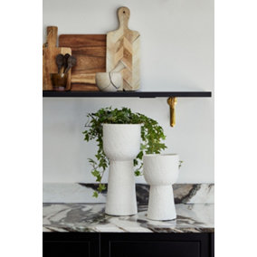 Nico Tall Planter - Stoneware - L15 x W15 x H26 cm - Rustic White
