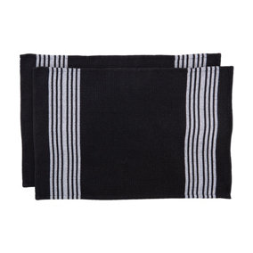 Nicola Spring 100% Cotton Tea Towels - 60cm x 40cm - Black - Pack of 2