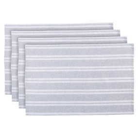 Nicola Spring 100% Cotton Tea Towels - 60cm x 40cm - Grey Stripe - Pack of 4