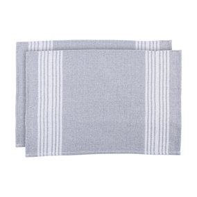Nicola Spring 100% Cotton Tea Towels - 60cm x 40cm - Light Grey - Pack of 2