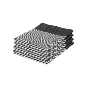 Nicola Spring 100% Cotton Tea Towels - 70cm x 50cm - Black Pinstripe - Pack of 4