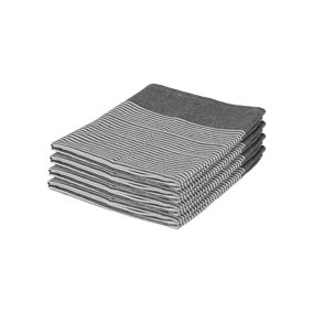 Nicola Spring 100% Cotton Tea Towels - 70cm x 50cm - Grey Pinstripe - Pack of 4