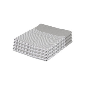 Nicola Spring 100% Cotton Tea Towels - 70cm x 50cm - Light Grey Pinstripe - Pack of 4