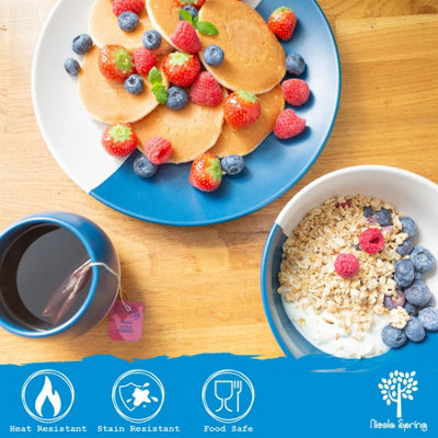 Nicola Spring Service De Table En Grès Trempé - Multicolore - 12pc 4 Personnes Céramique Cuisine Vaisselle Plaques Boules