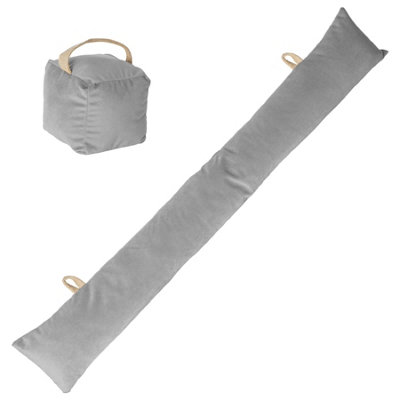 Nicola Spring 2pc Velvet Cube Door Stop & Draught Excluder Set - Grey Price Comparisons | Compare The Build