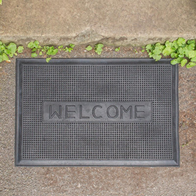Nicola Spring 2x Heavy Duty Door Mats - 60 x 40cm - Welcome - Rubber ...