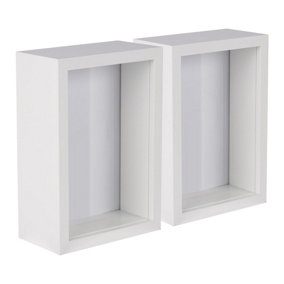 Nicola Spring 2x White 4 x 6 inch 3D Deep Box Wooden Photo Frames