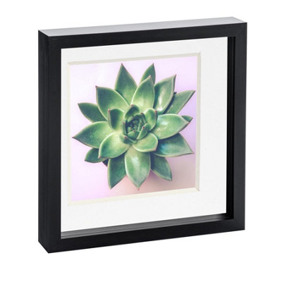 Nicola Spring 3D Box Photo Frame - 10 x 10" with 8 x 8" Mount - Black/White