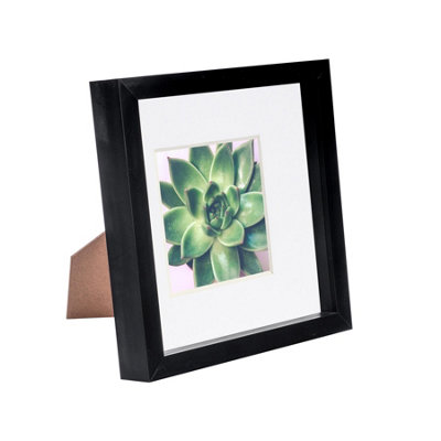 Nicola Spring 3D Box Photo Frame - 8 x 8" with 4 x 4" Mount - Black/White