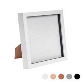 Nicola Spring 3D Box Photo Frame - Standing Hanging Craft Shadow Picture Frames - 8 x 8" - White