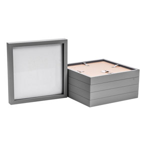 Nicola Spring - 3D Box Photo Frames - 10 x 10" - Grey - Pack of 5