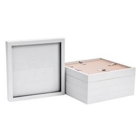 Nicola Spring - 3D Box Photo Frames - 10 x 10" - White - Pack of 5