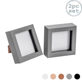 Nicola Spring - 3D Box Photo Frames - 4 x 4" - Grey - Pack of 2
