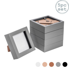 Nicola Spring - 3D Box Photo Frames - 4 x 4" - Grey - Pack of 5