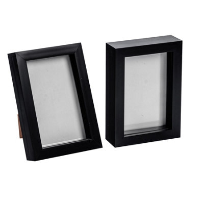 Nicola Spring - 3D Box Photo Frames - 4 x 6" - Black - Pack of 2