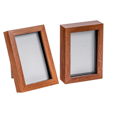 Nicola Spring - 3D Box Photo Frames - 4 x 6" - Dark Wood - Pack of 2