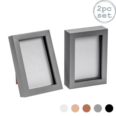 Nicola Spring - 3D Box Photo Frames - 4 x 6" - Grey - Pack of 2