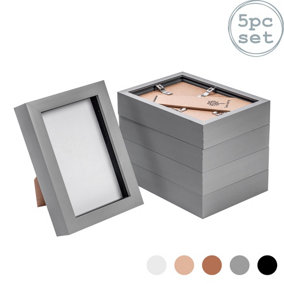 Nicola Spring - 3D Box Photo Frames - 4 x 6" - Grey - Pack of 5