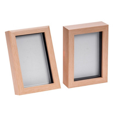 Nicola Spring - 3D Box Photo Frames - 4 x 6" - Light Wood - Pack of 2